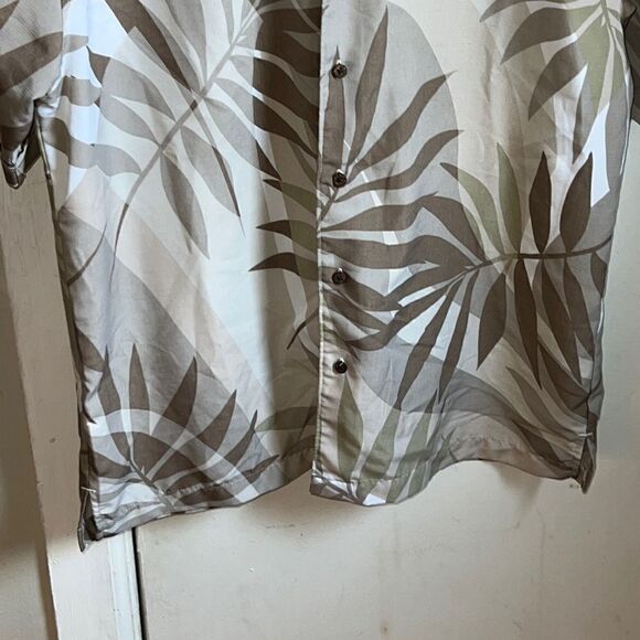 CENTRO Neutral Color Hawaiian Button Down Floral Shirt-L - Picture 3 of 8